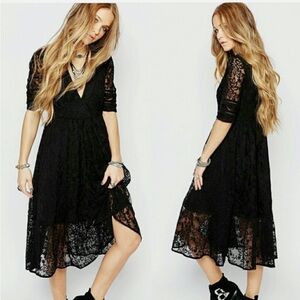 Free People Lace Crochet Midi Dress